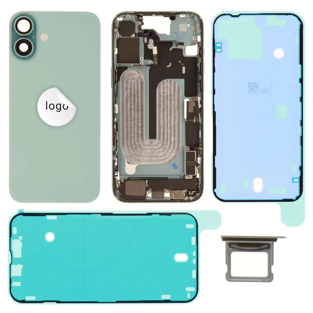 Rear cover iPhone 16 Plus incl. small parts - Pulled B - Green