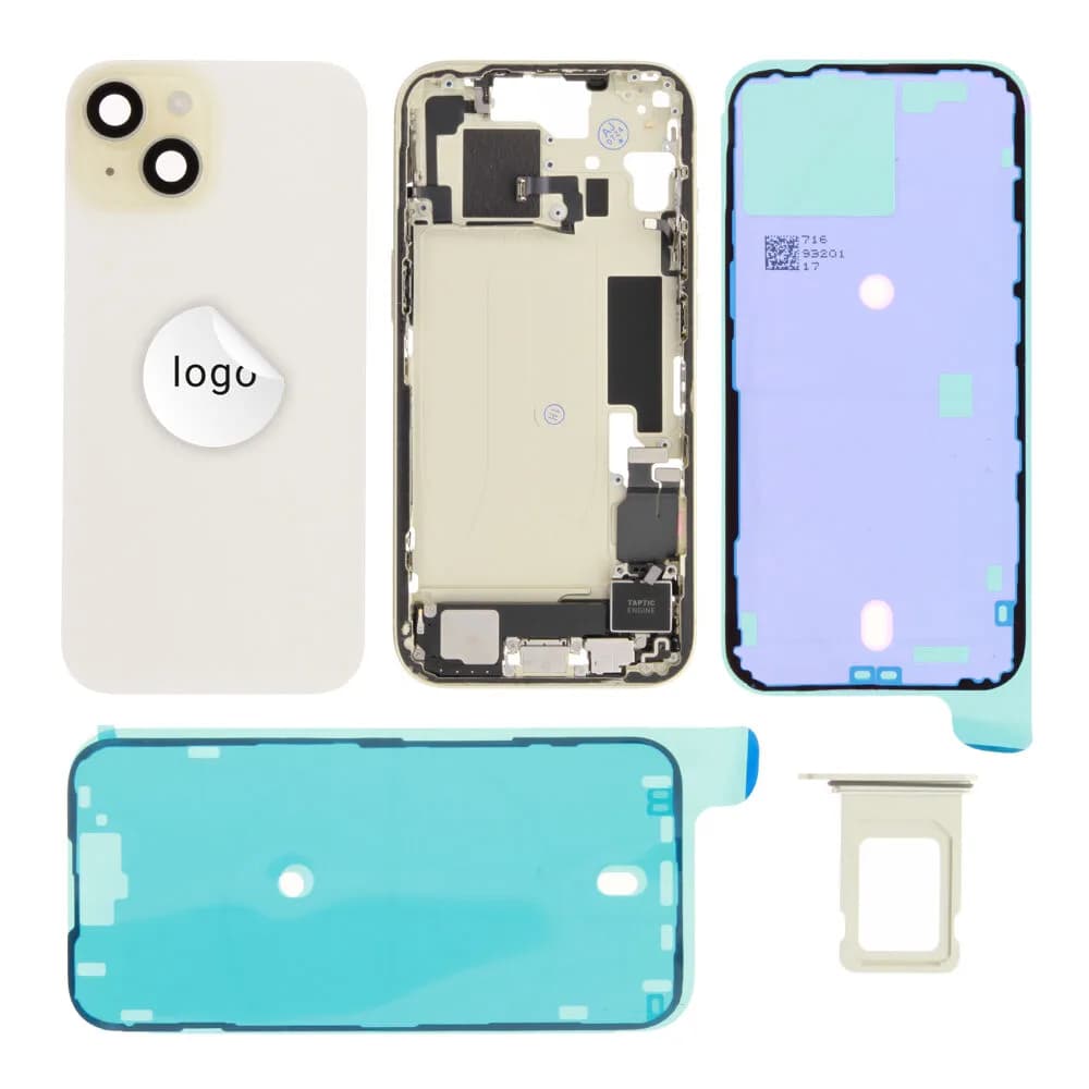 Rear cover incl. small parts iPhone 15 - Pulled B - Yellow