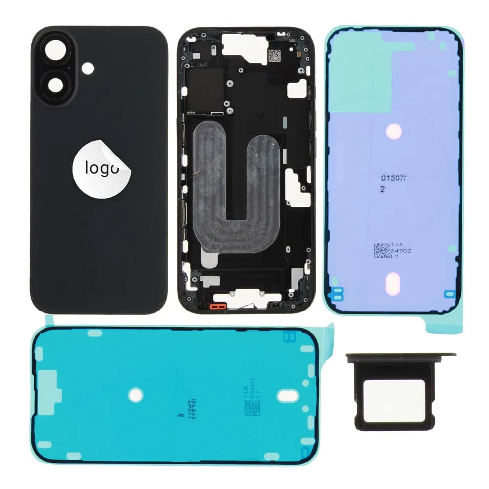Rear cover excl. small parts iPhone 16 - Pulled A - Black