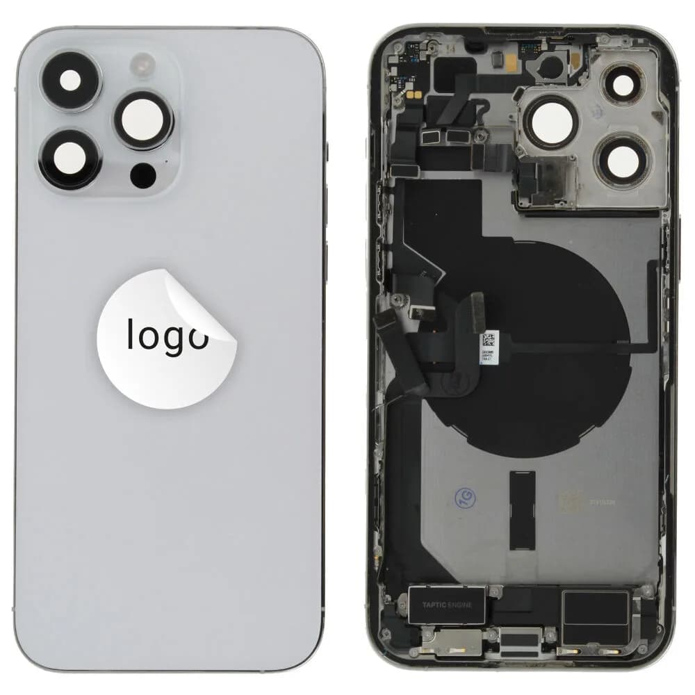 Rear cover incl. small parts iPhone 14 Pro Max - Pulled C - Silver