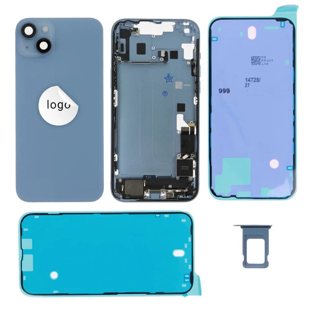 Rear cover iPhone 14 Plus incl. small parts - Pulled A - Blue