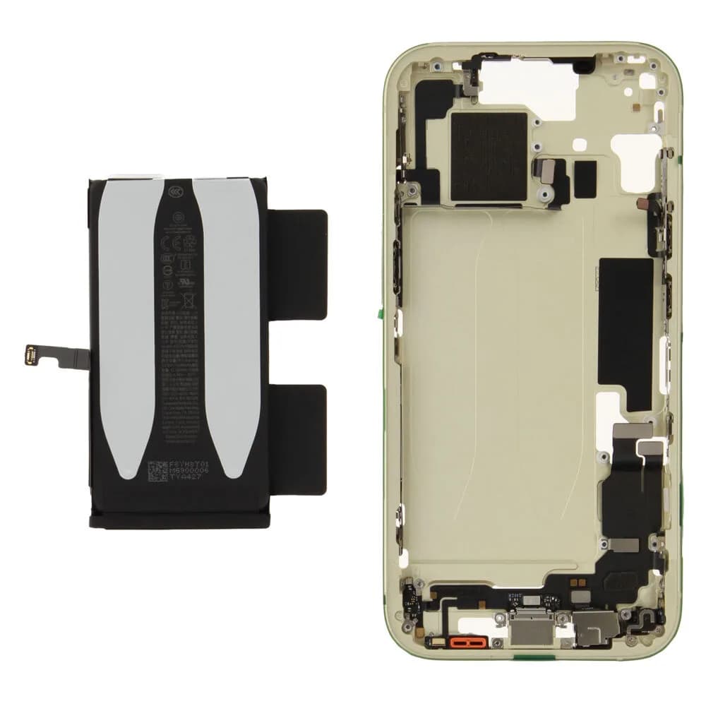 Middle frame incl. battery Apple iPhone 15 - Original - Yellow