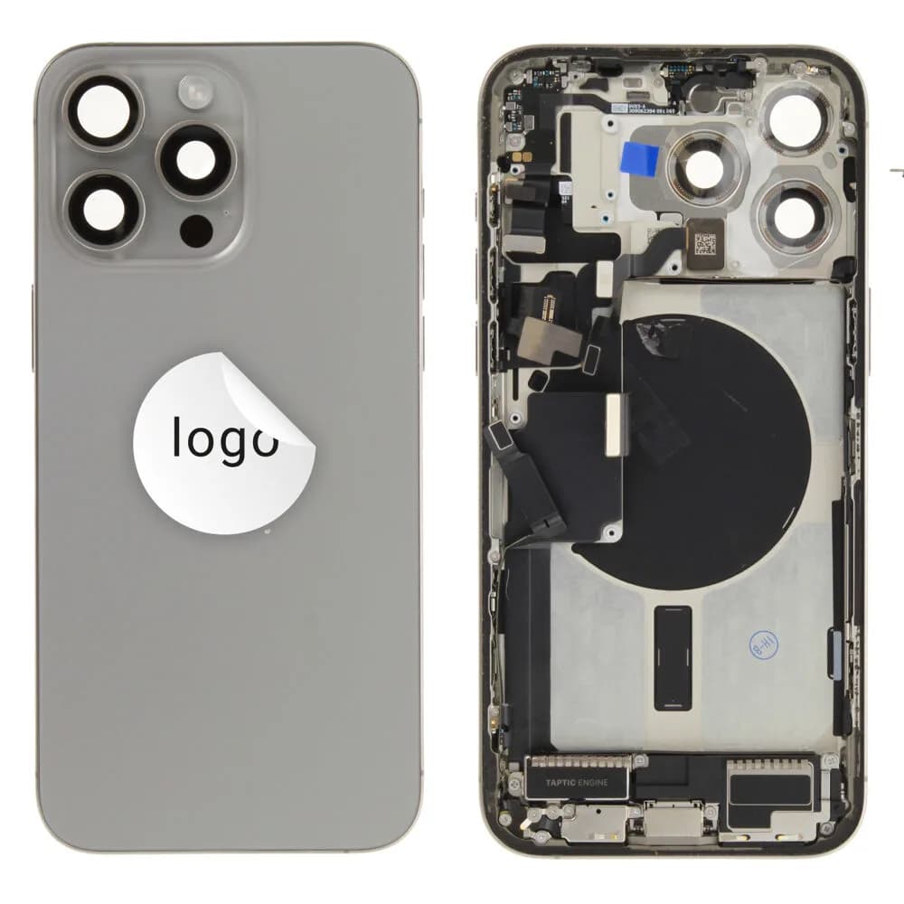Rear cover incl. small parts iPhone 15 Pro Max - Pulled B - Grey