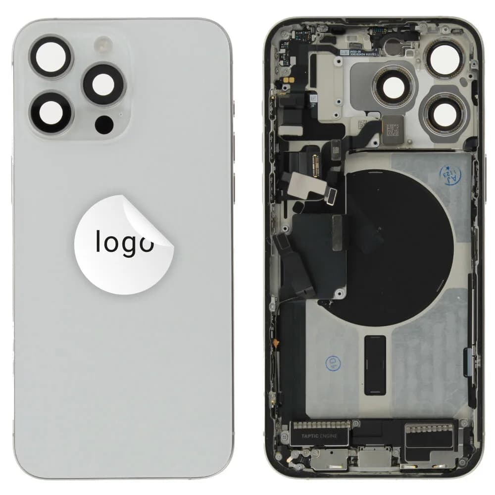 Rear cover incl. small parts iPhone 15 Pro Max - Pulled A - White