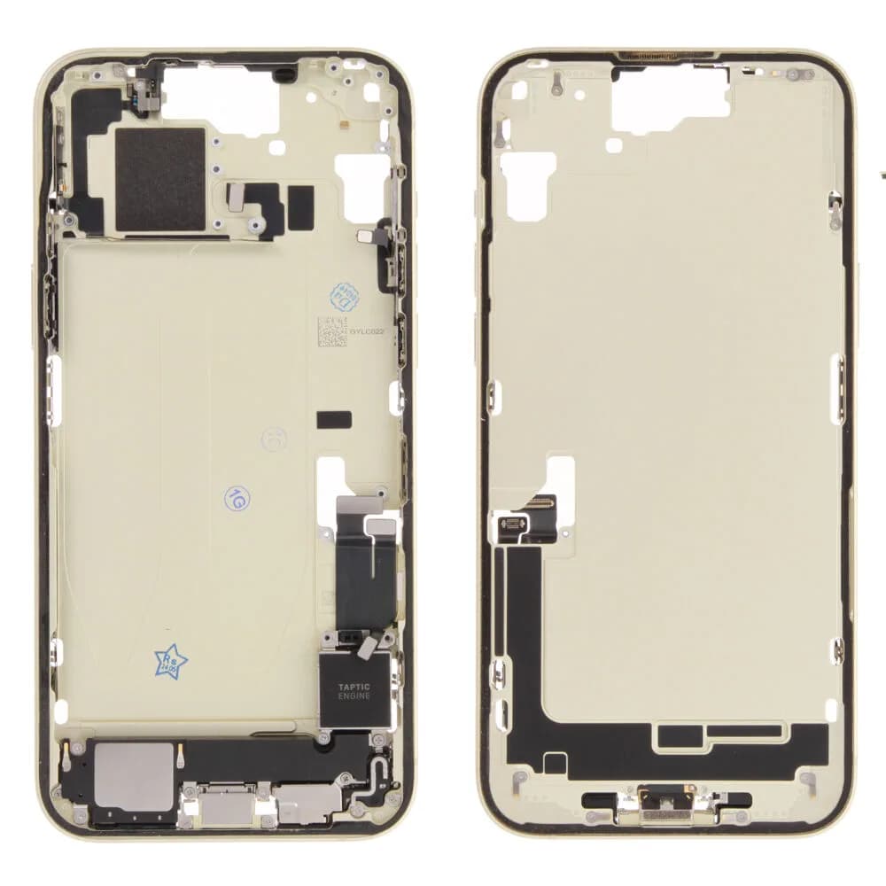 Middle frame incl. small parts iPhone 15 Plus - Pulled B - Yellow