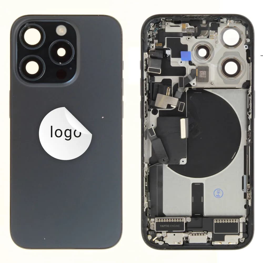 Rear cover incl. small parts iPhone 15 Pro - Pulled C - Blue