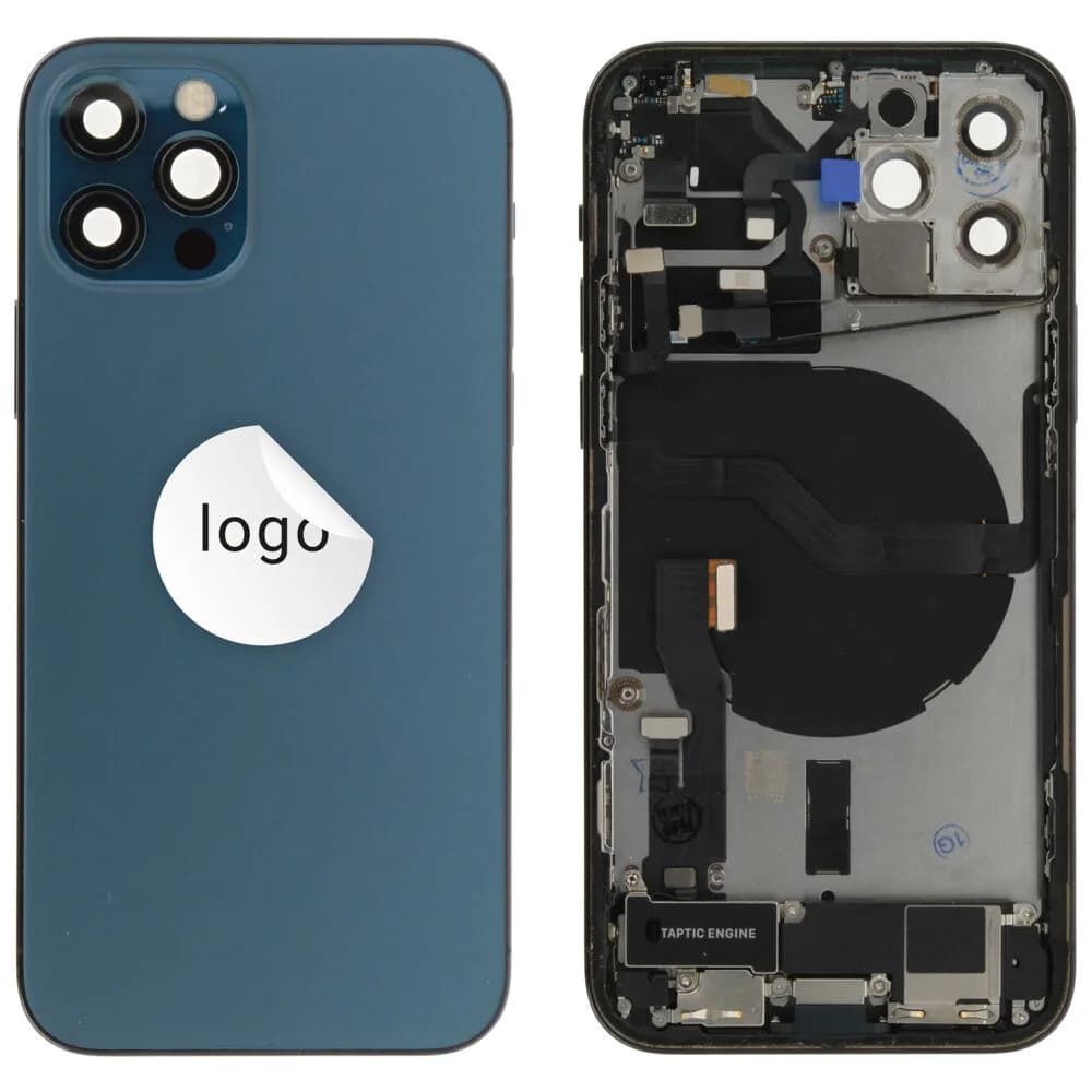 Back cover incl. small parts iPhone 12 Pro - Pulled C - Blue