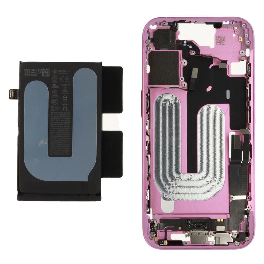 Middle frame incl. battery iPhone 16 - Original - Pink