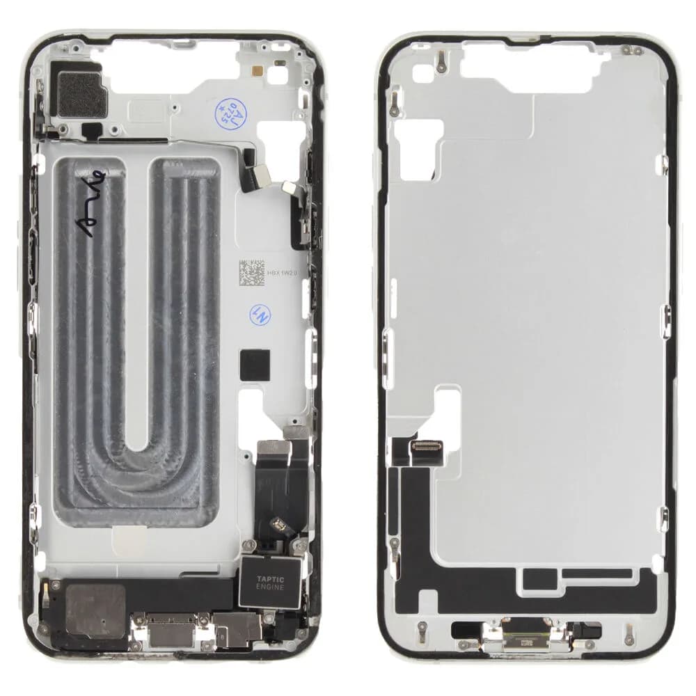 Middle frame incl. small parts iPhone 16e - Pulled B - White