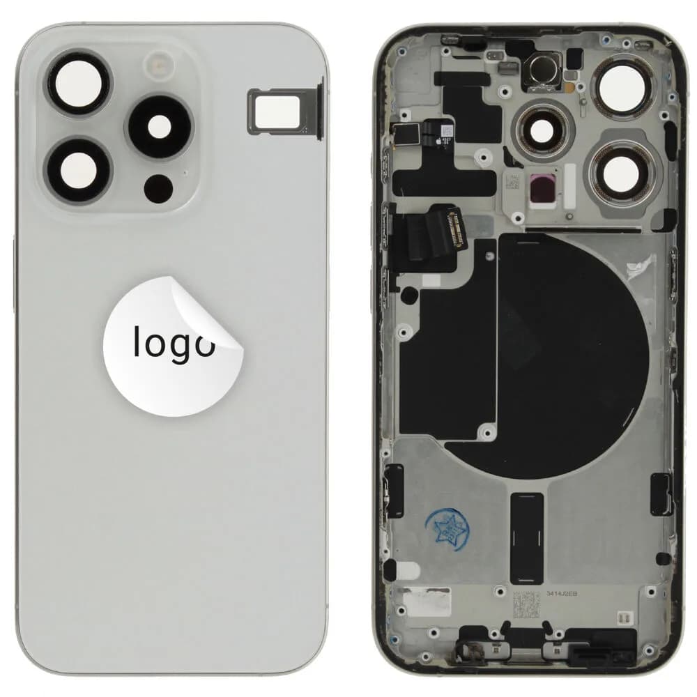 Rear cover excl. small parts iPhone 15 Pro - Pulled A - White