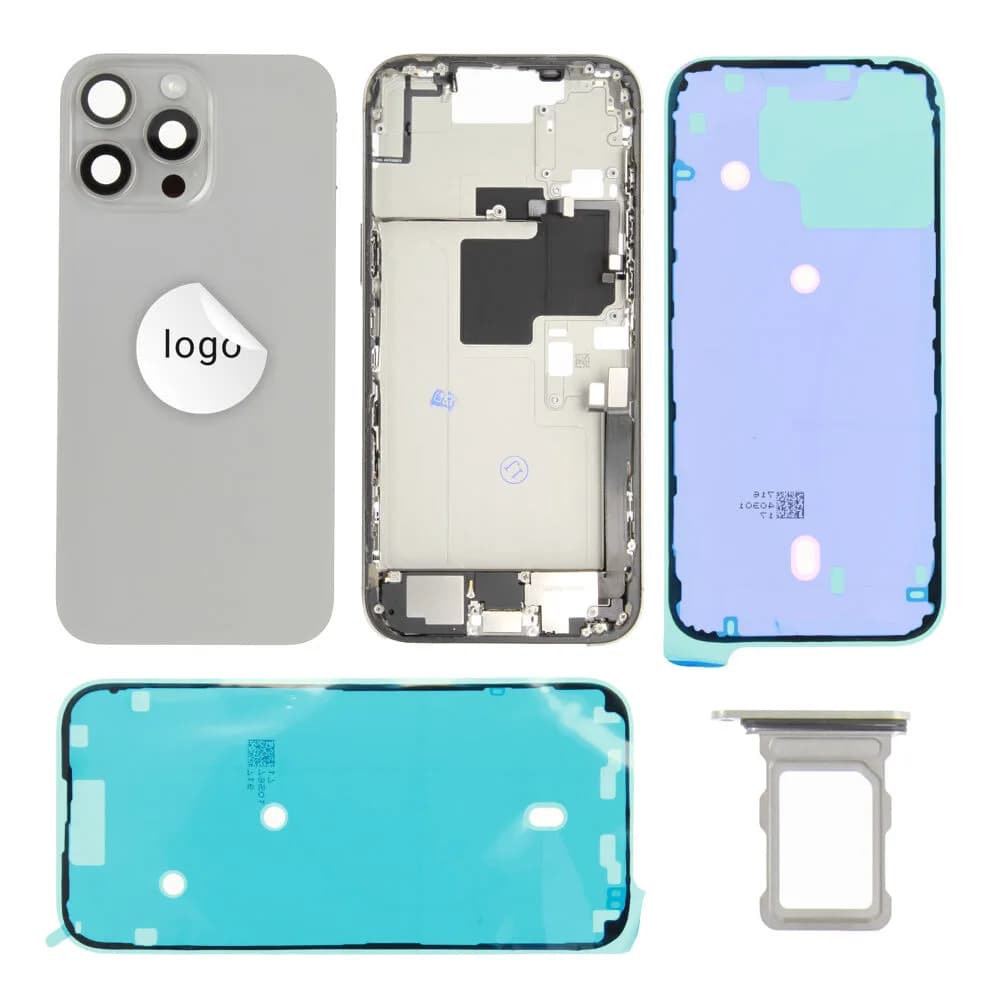 Rear cover incl. small parts iPhone 16 Pro Max - Pulled A - Grey