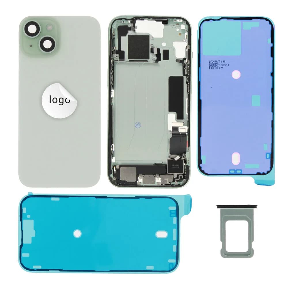 Rear cover incl. small parts iPhone 15 - Pulled C - Green
