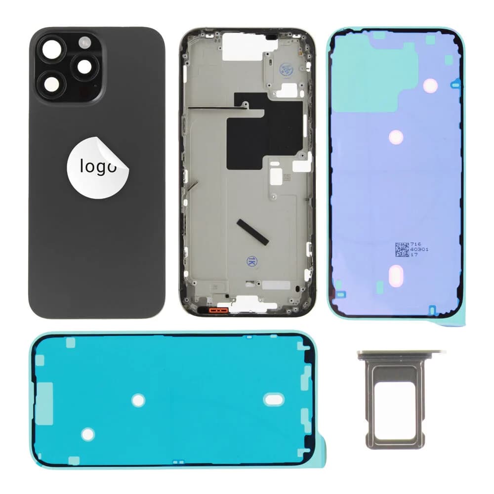 Rear cover excl. small parts iPhone 16 Pro Max - Pulled A - Black
