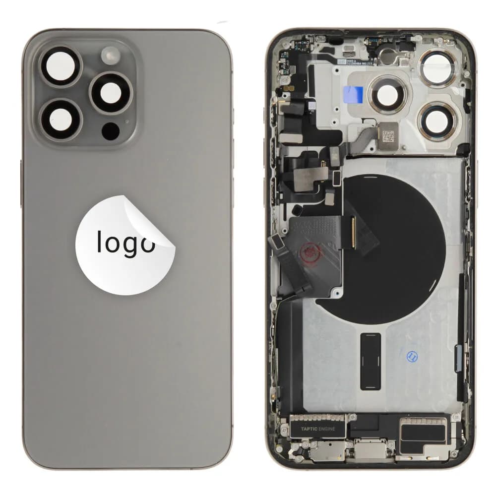 Rear cover incl. small parts iPhone 15 Pro Max - Pulled A - Grey