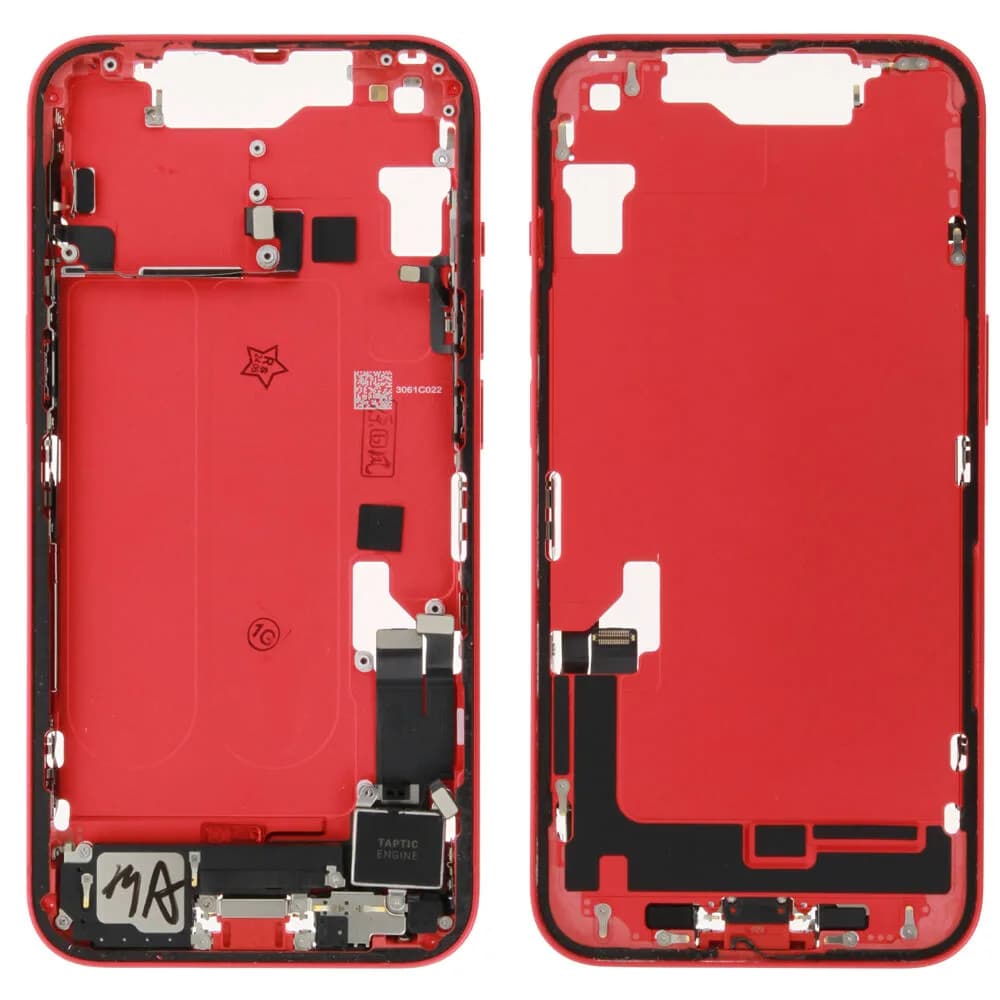 Middle frame incl. small parts iPhone 14 - Pulled C - Red