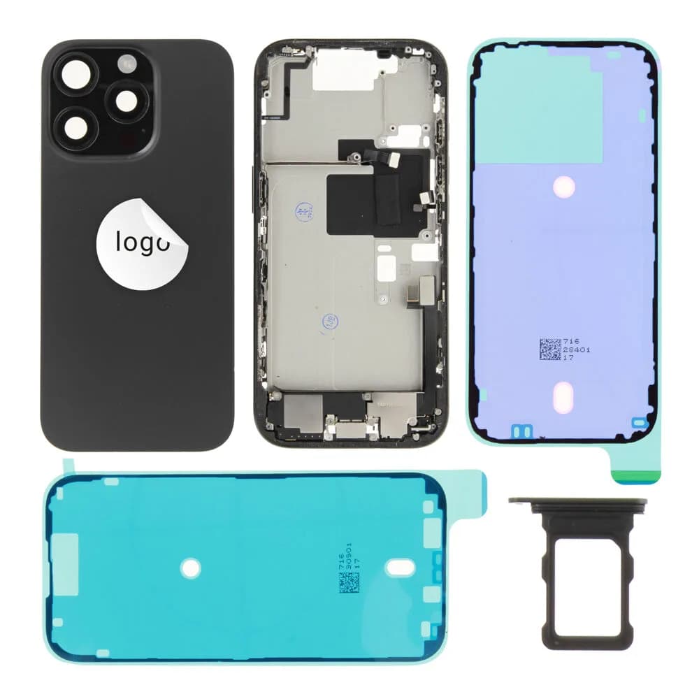 Rear cover incl. small parts iPhone 16 Pro - Pulled A - Black