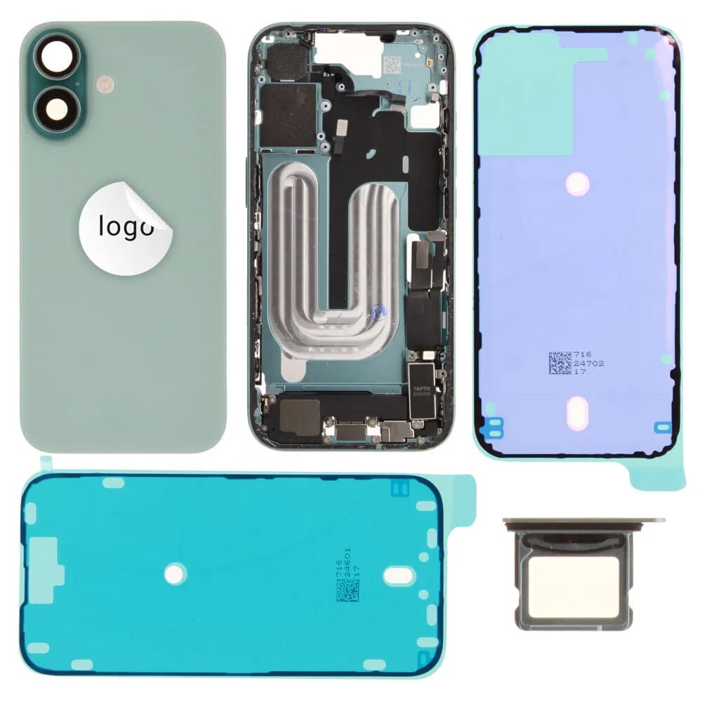 Rear cover incl. small parts iPhone 16 - Pulled B - Green