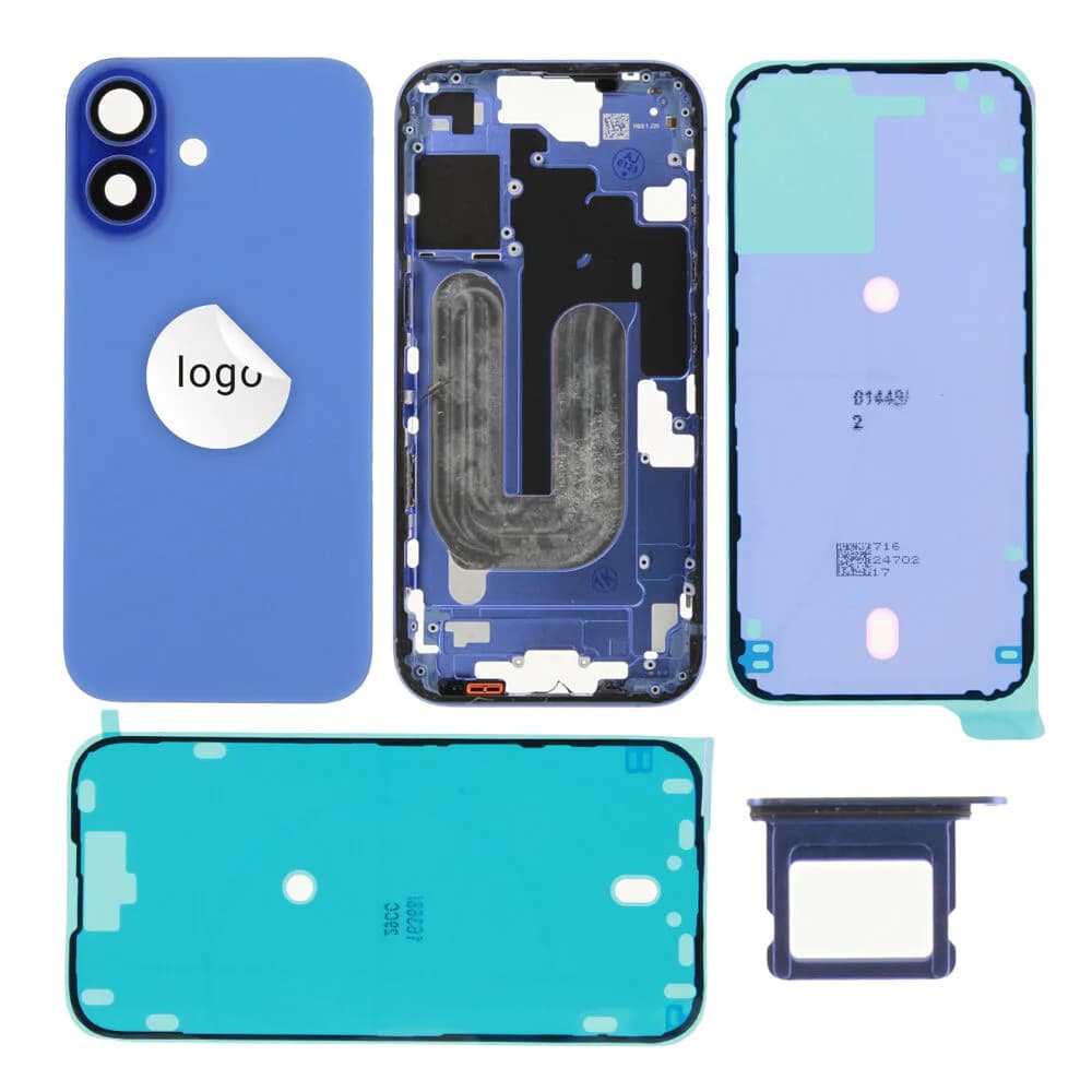 Rear cover excl. small parts iPhone 16 - Pulled A - Blue
