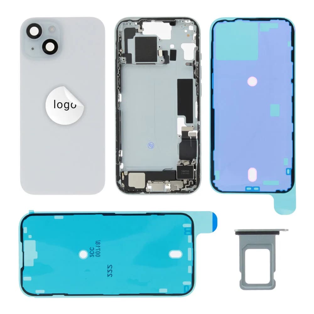 Rear cover incl. small parts iPhone 15 - Pulled A - Blue