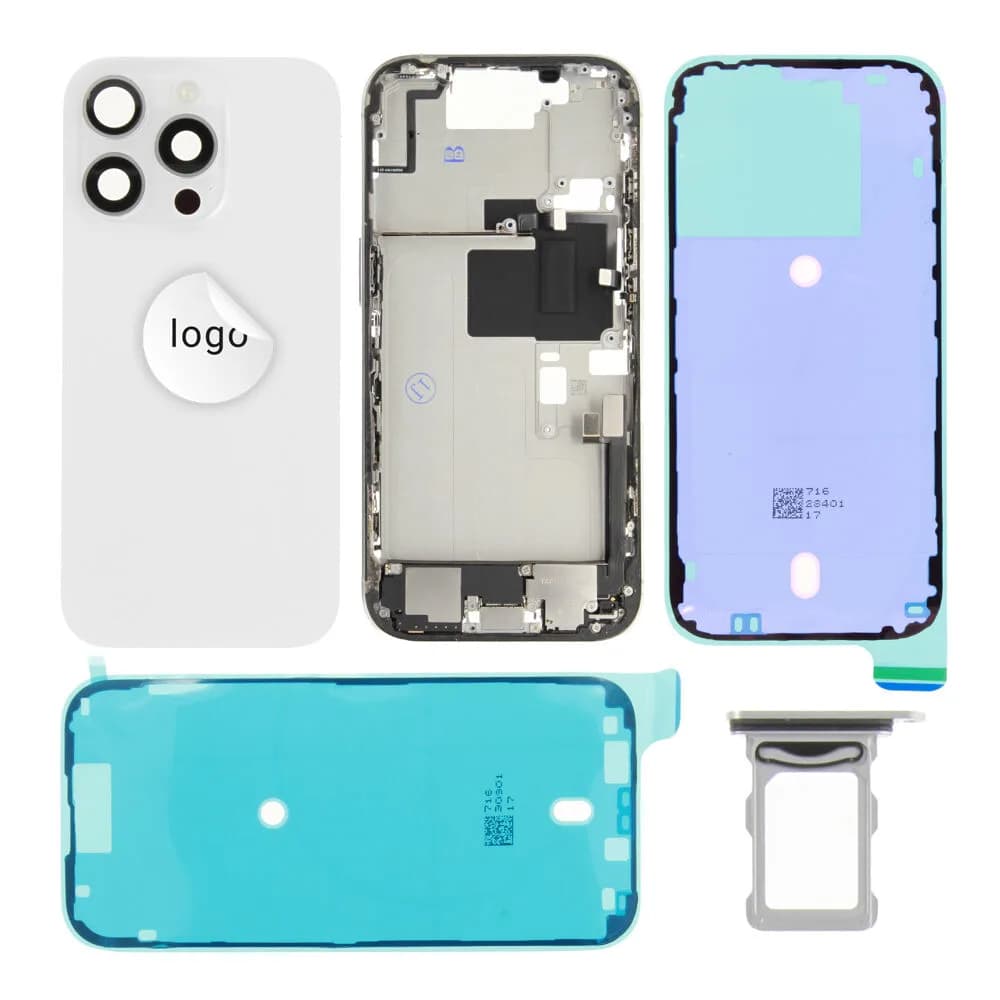 Rear cover incl. small parts iPhone 16 Pro - Pulled A - White