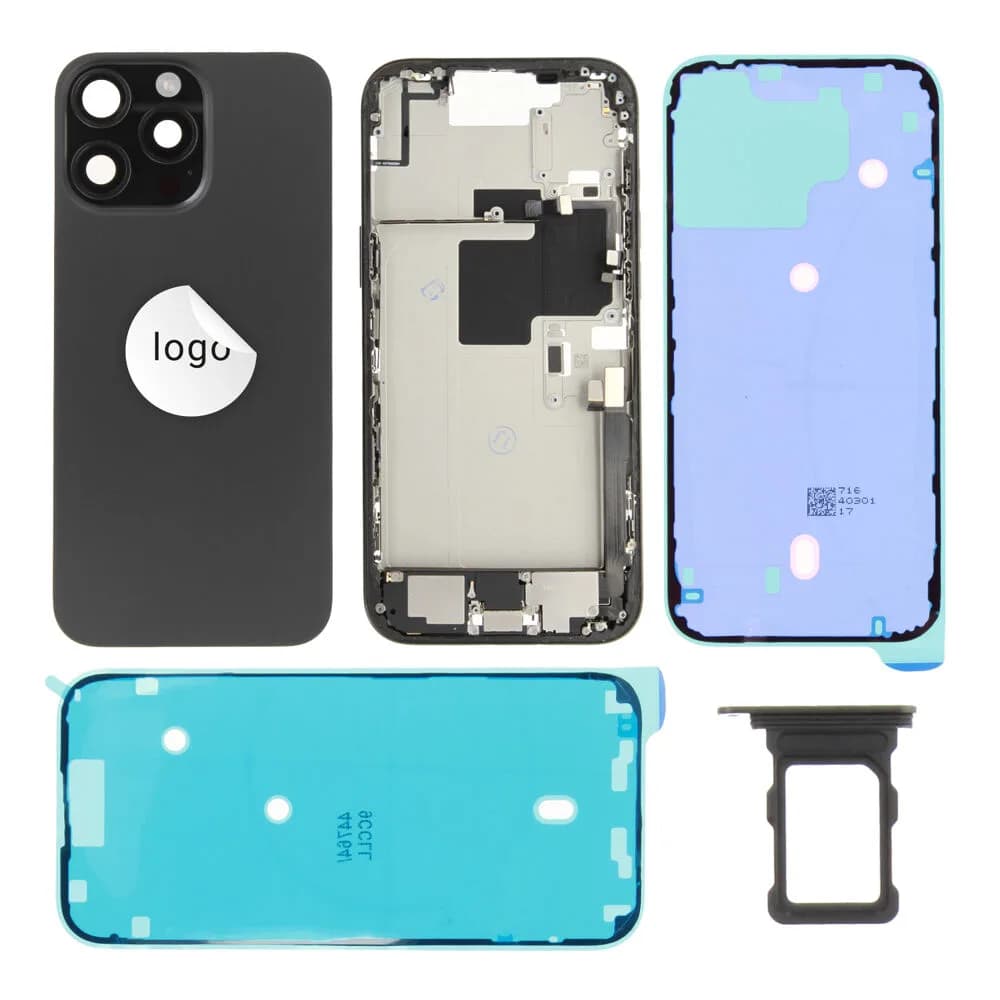 Rear cover incl. small parts iPhone 16 Pro Max - Pulled A - Black