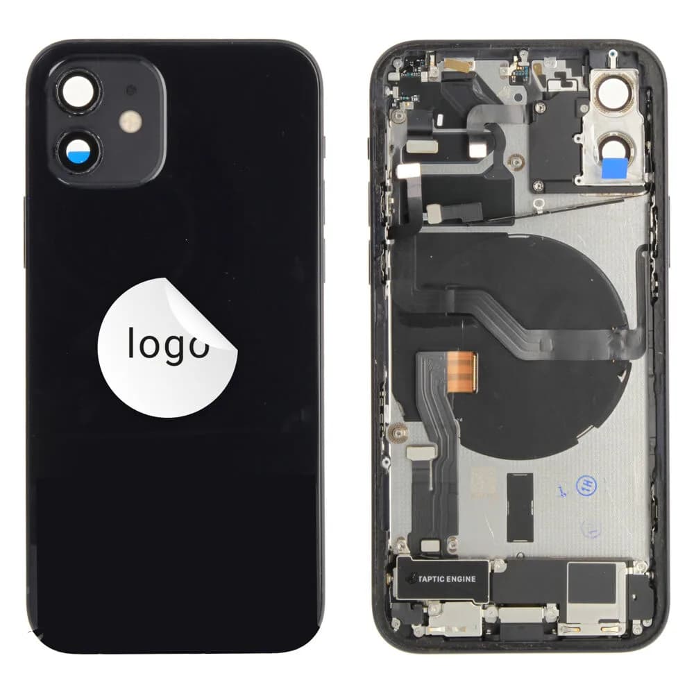 Rear cover incl. small parts iPhone 12 - Pulled C - Black
