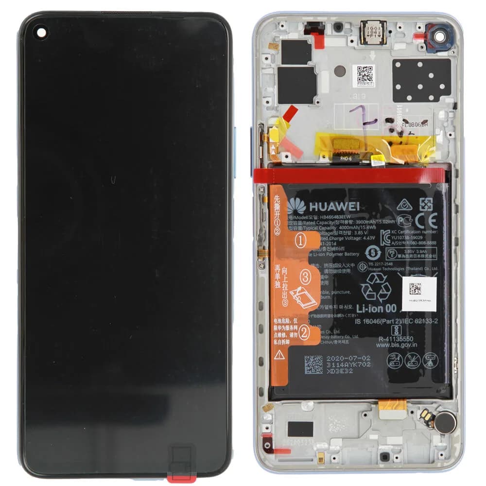 Display incl. frame Honor 30S - Original - Silver