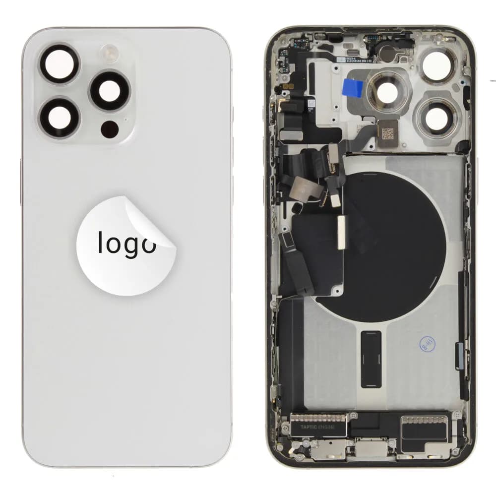 Rear cover incl. small parts iPhone 15 Pro Max - Pulled B - White