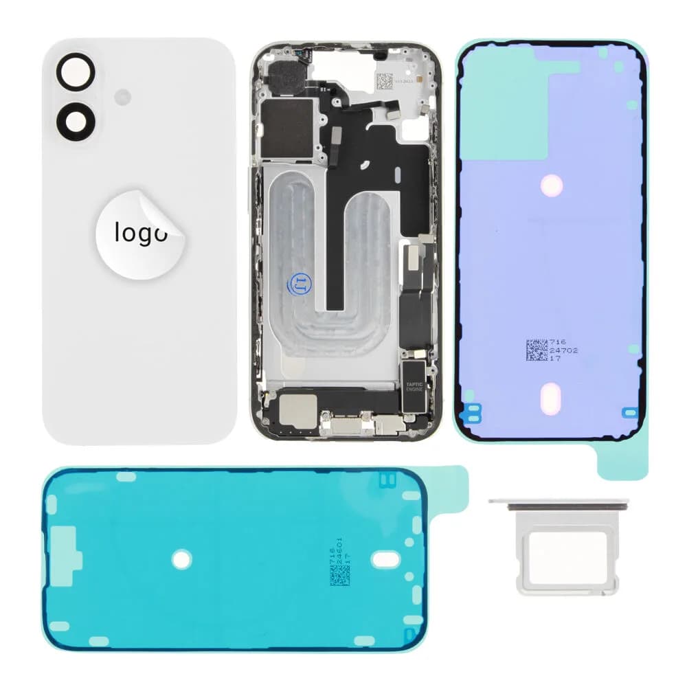 Rear cover incl. small parts iPhone 16 - Pulled A - White
