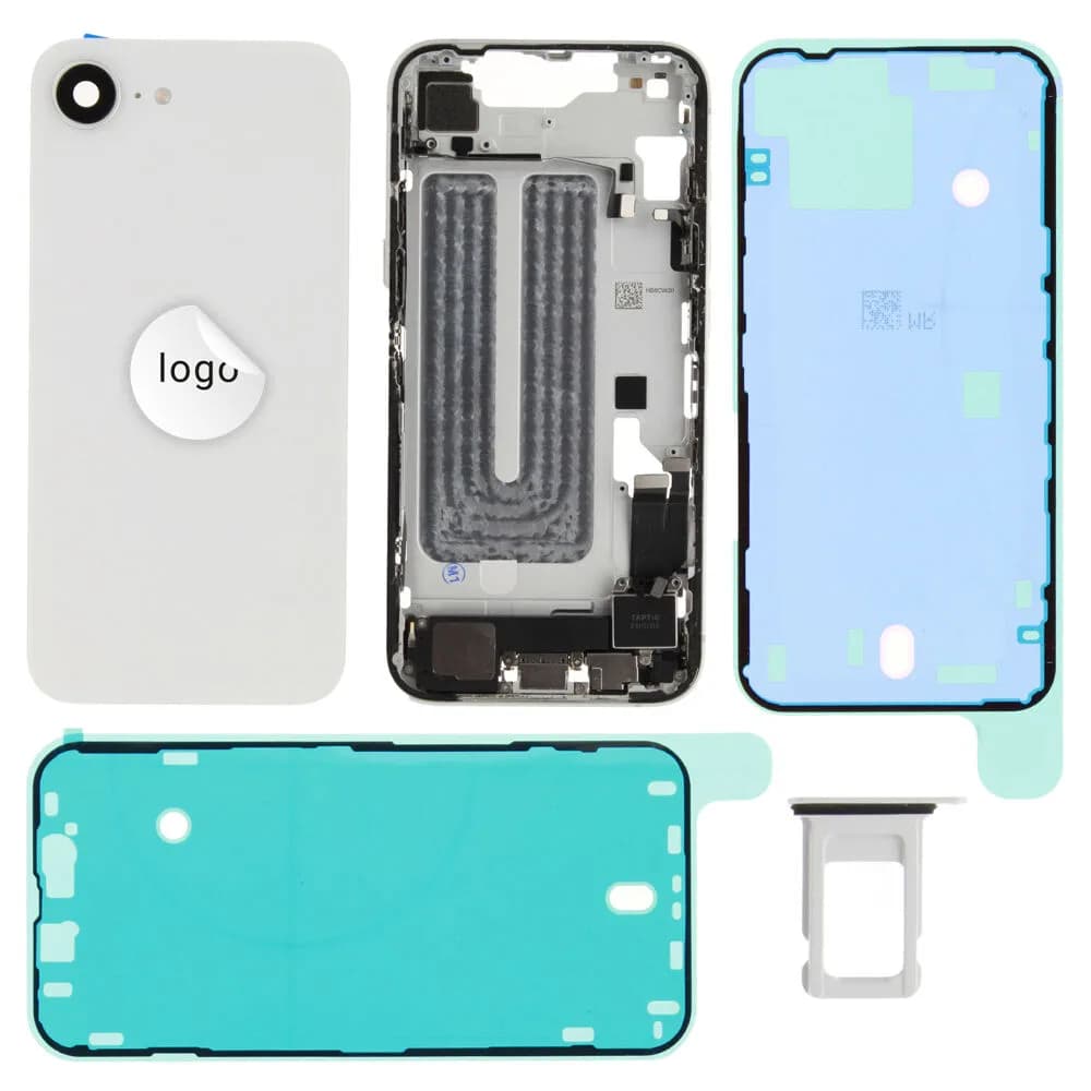Rear cover incl. small parts iPhone 16e - Pulled B - White