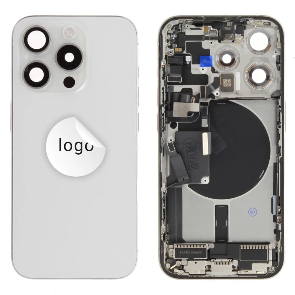 Rear cover incl. small parts iPhone 15 Pro - Pulled A - White