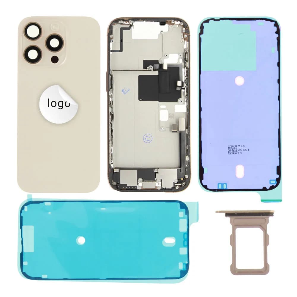Rear cover incl. small parts iPhone 16 Pro - Pulled A - Desert Titanium