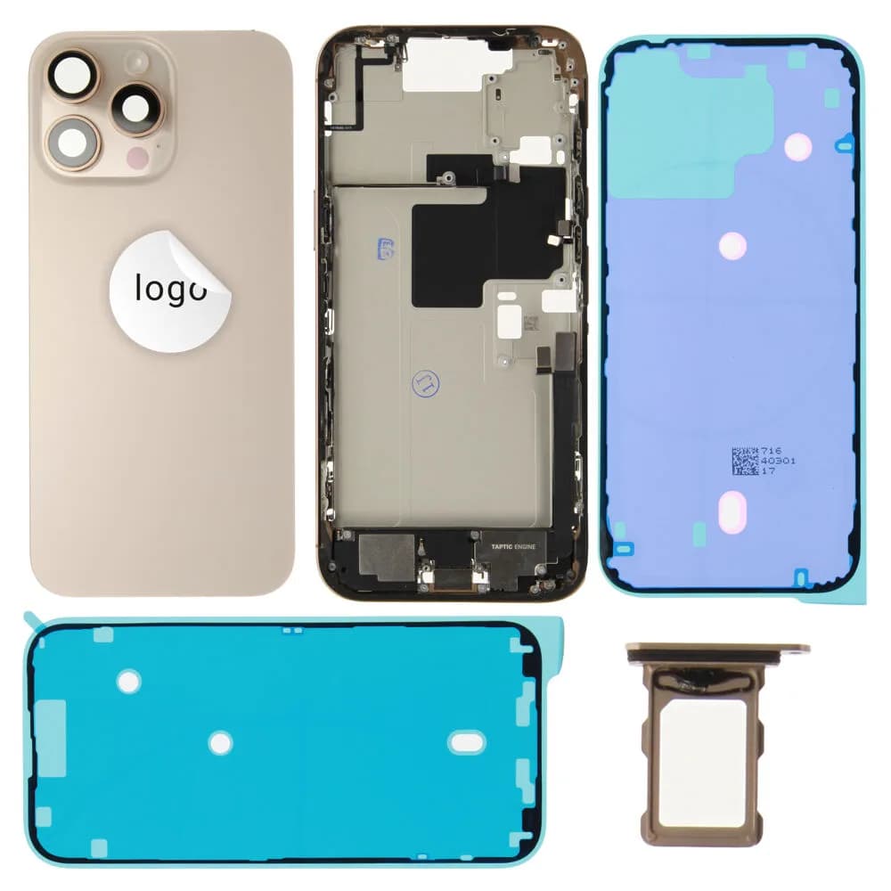 Rear cover incl. small parts iPhone 16 Pro Max - Pulled C - Desert Titanium