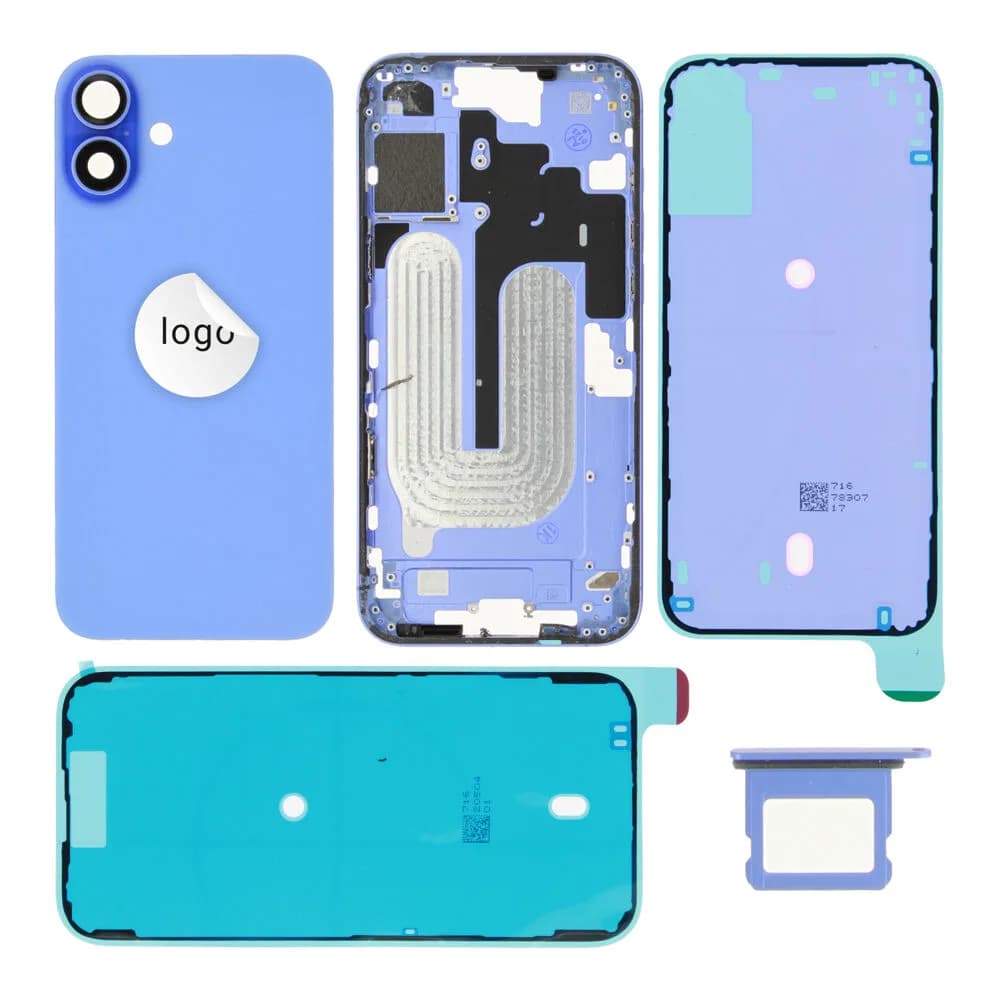 Rear cover iPhone 16 Plus excl. small parts - Pulled A - Blue