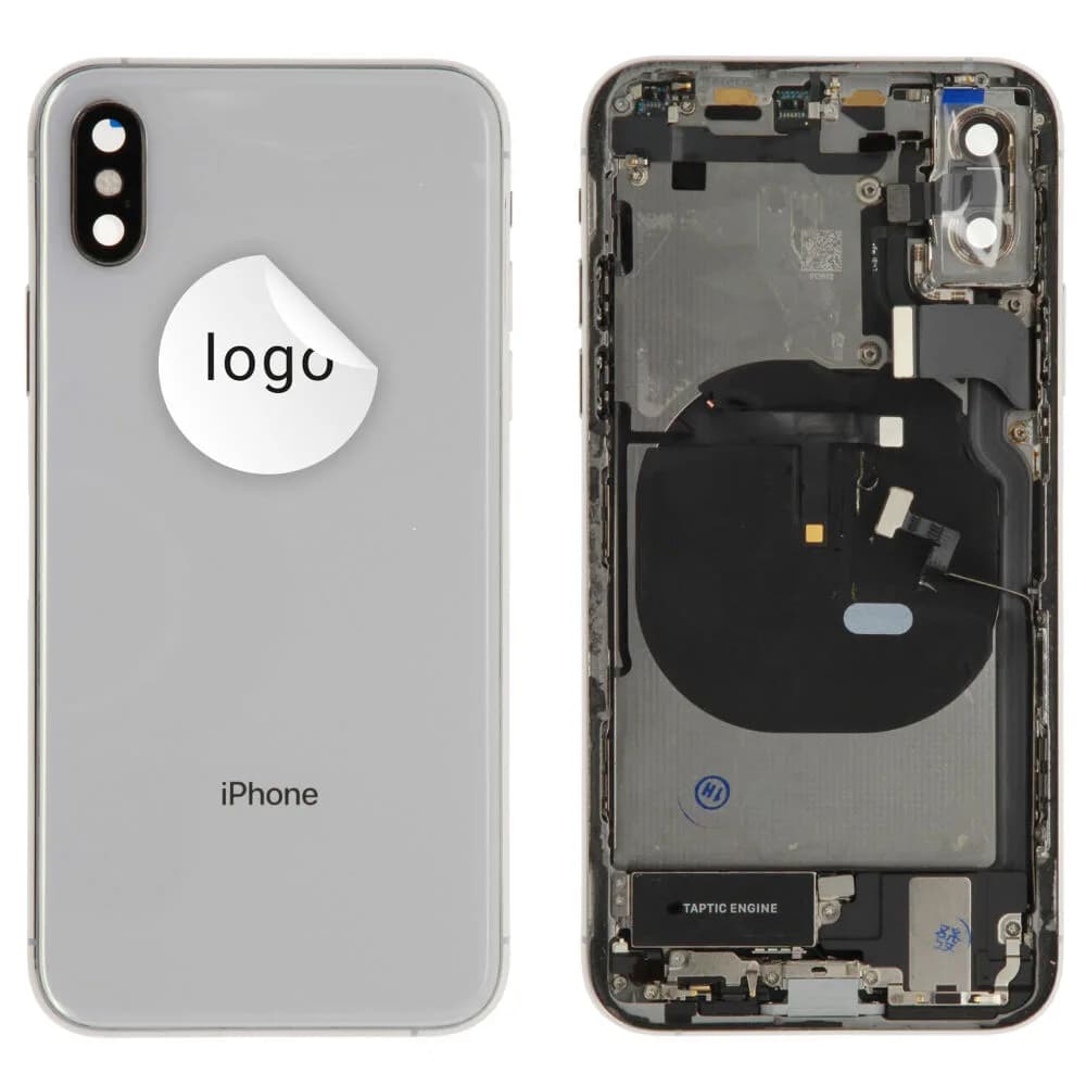 Back cover incl. small parts iPhone XS - Pulled A - Silver