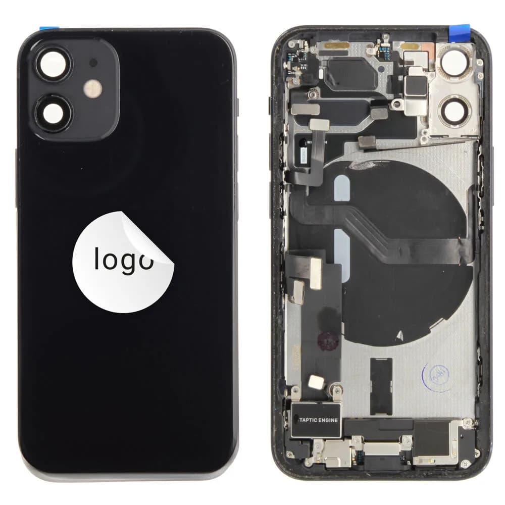 Rear cover incl. small parts iPhone 12 mini - Pulled C - Black