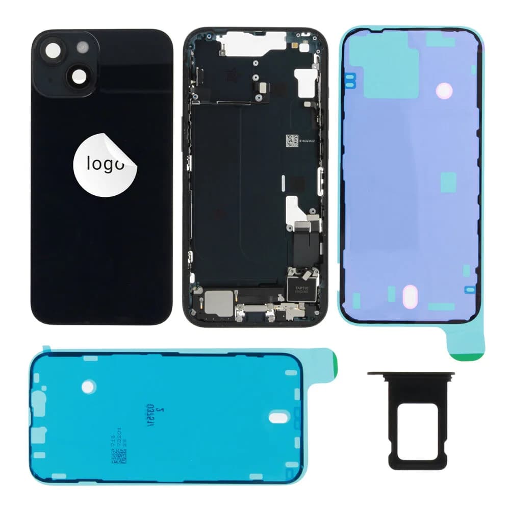 Rear cover incl. small parts iPhone 14 - Pulled B - Black
