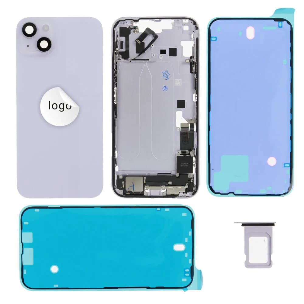 Rear cover iPhone 14 Plus incl. small parts - Pulled C - Purple