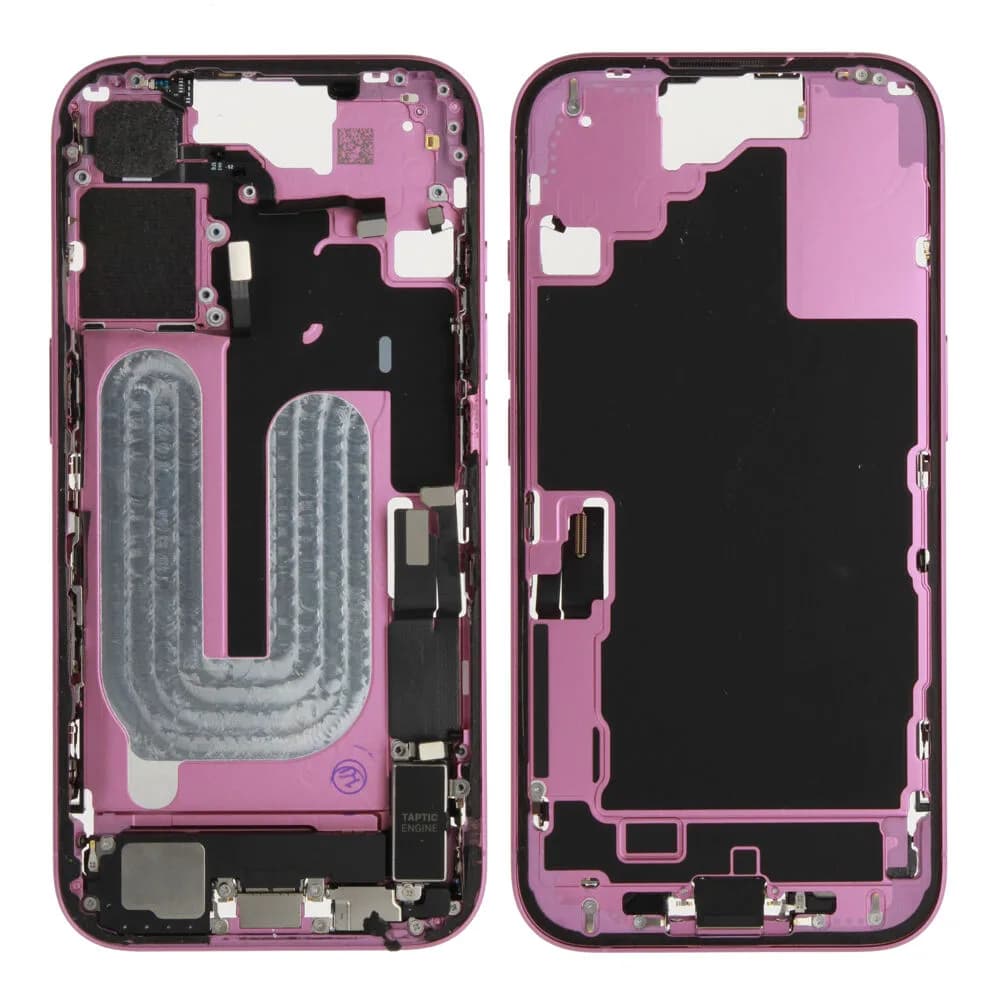 Middle frame incl. small parts iPhone 16 - Pulled A - Pink