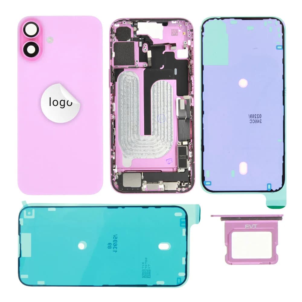 Rear cover iPhone 16 Plus incl. small parts - Pulled C - Pink