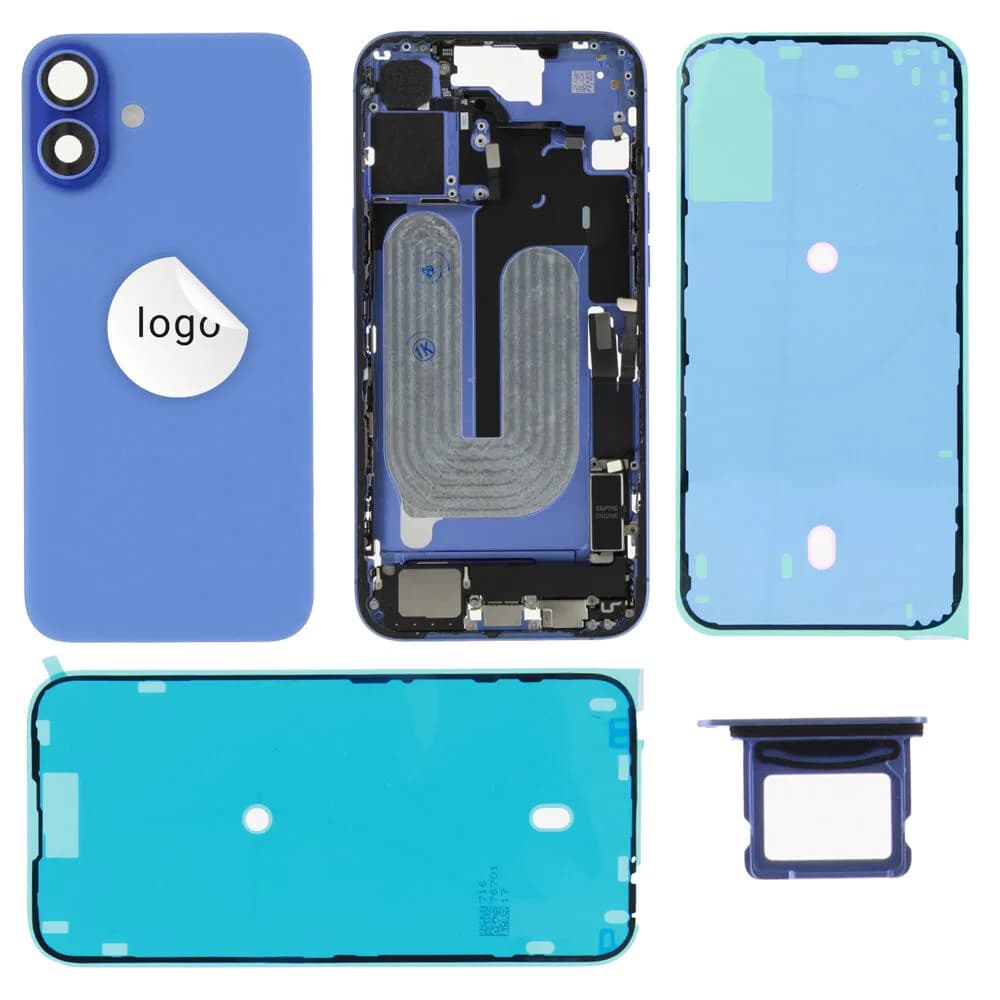 Rear cover iPhone 16 Plus incl. small parts - Pulled C - Blue