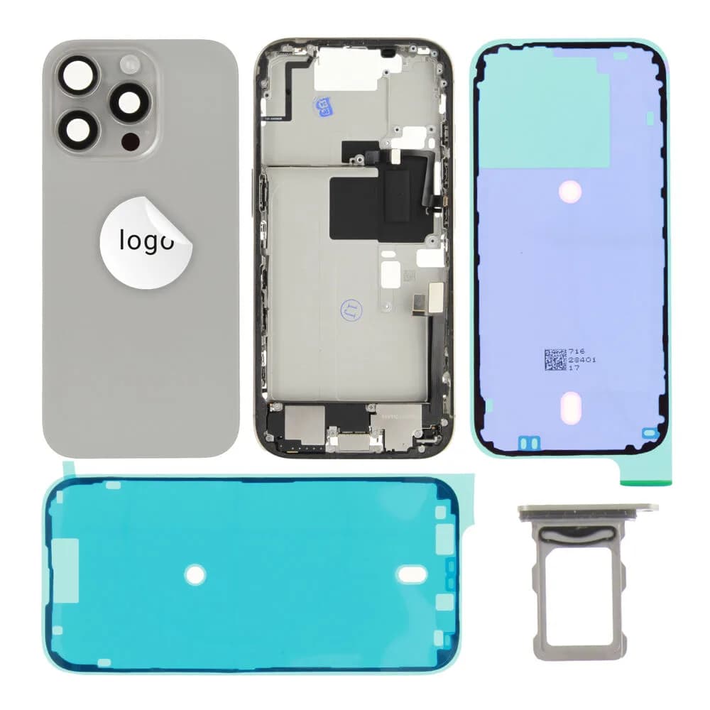 Rear cover incl. small parts iPhone 16 Pro - Pulled A - Grey