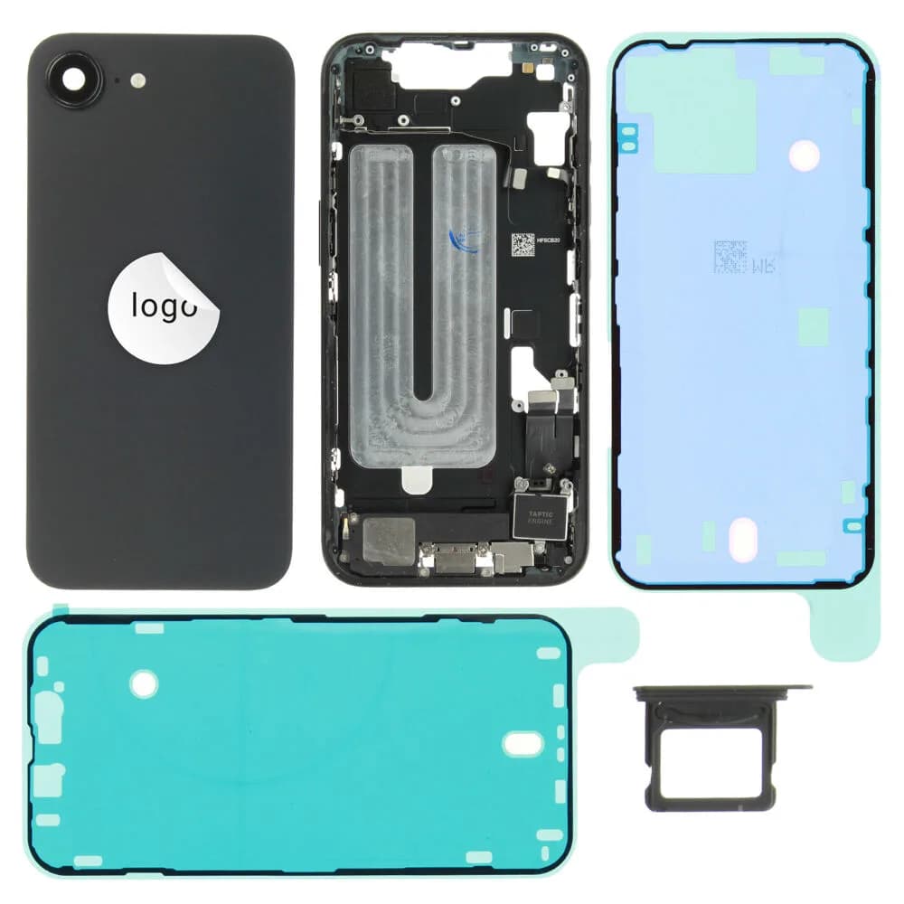Rear cover incl. small parts iPhone 16e - Pulled B - Black