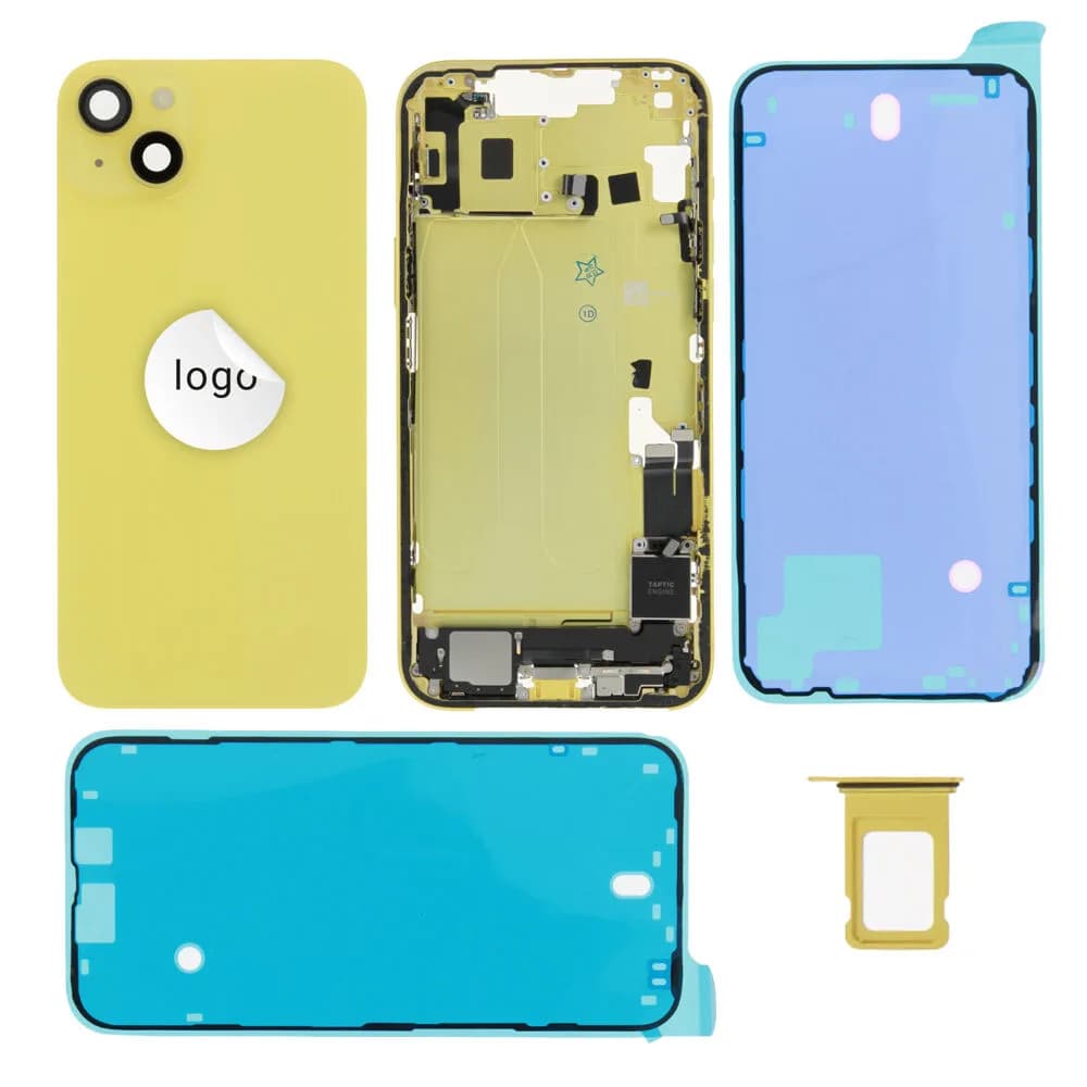 Rear cover iPhone 14 Plus incl. small parts - Pulled B - Yellow