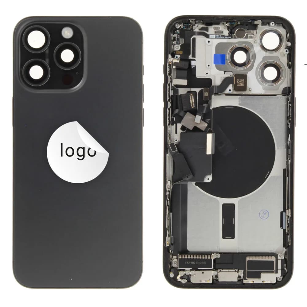 Rear cover incl. small parts iPhone 15 Pro Max - Pulled B - Black