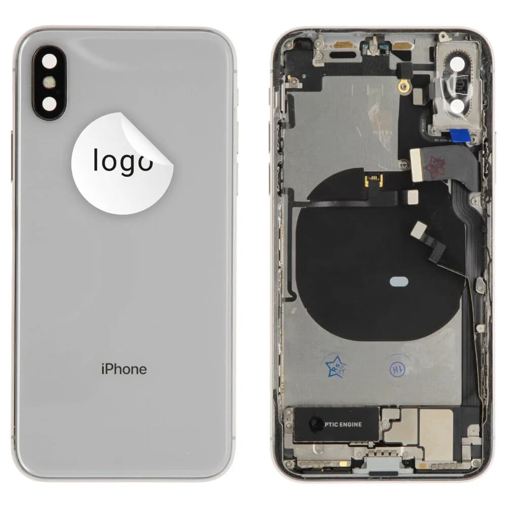 Rear cover incl. small parts iPhone X - Pulled B - Silver